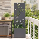 vidaXL Ghiveci de Grădină cu Panou Decorativ Antracit 50 x 140 cm vidaXL Ghiveci de Grădină cu Panou Decorativ Antracit 50 x 140 cm