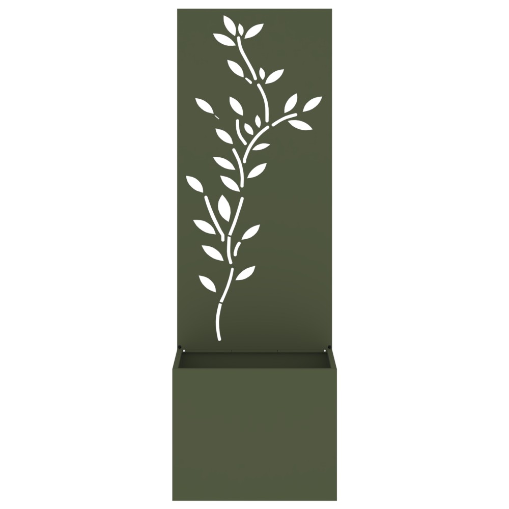 vidaXL Ghiveci de Grădină cu Panou Decorativ Verde oliv 50 x 140 cm