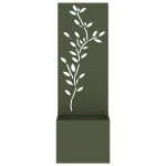vidaXL Ghiveci de Grădină cu Panou Decorativ Verde oliv 50 x 140 cm vidaXL Ghiveci de Grădină cu Panou Decorativ Verde oliv 50 x 140 cm