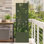 vidaXL Ghiveci de Grădină cu Panou Decorativ Verde oliv 50 x 140 cm vidaXL Ghiveci de Grădină cu Panou Decorativ Verde oliv 50 x 140 cm
