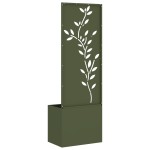 vidaXL Ghiveci de Grădină cu Panou Decorativ Verde oliv 50 x 140 cm vidaXL Ghiveci de Grădină cu Panou Decorativ Verde oliv 50 x 140 cm