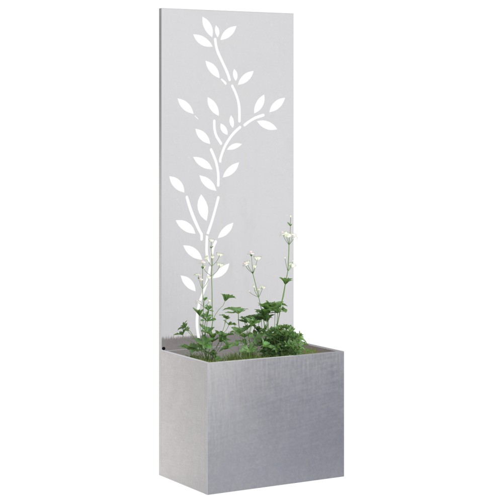 vidaXL Ghiveci de Grădină cu Panou Decorativ Argintiu 50 x 140 cm