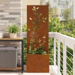 vidaXL Ghiveci de Grădină cu Panou Decorativ Ruginit 50 x 140 cm