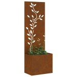 vidaXL Ghiveci de Grădină cu Panou Decorativ Ruginit 50 x 140 cm