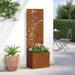vidaXL Ghiveci de Grădină cu Panou Decorativ Ruginit 50 x 140 cm