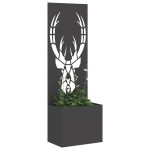 vidaXL Ghiveci de Grădină cu Panou Decorativ Negru 50 x 140 cm vidaXL Ghiveci de Grădină cu Panou Decorativ Negru 50 x 140 cm