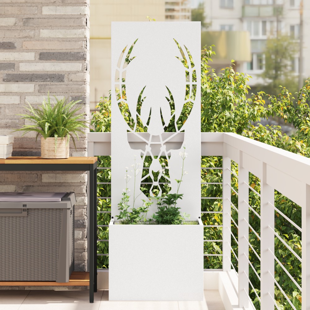vidaXL Ghiveci de Grădină cu Panou Decorativ Alb 50 x 140 cm