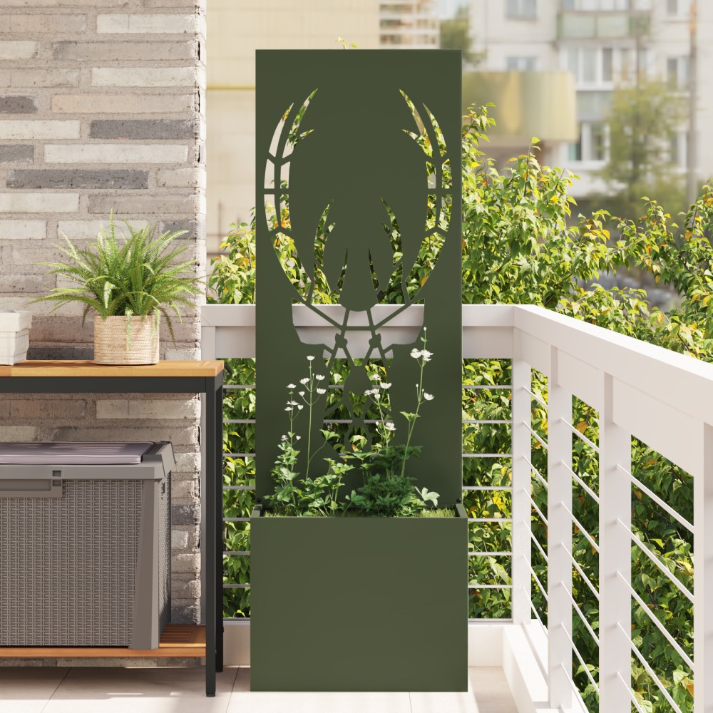 vidaXL Ghiveci de Grădină cu Panou Decorativ Olivengrønn 50 x 140 cm