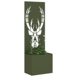 vidaXL Ghiveci de Grădină cu Panou Decorativ Olivengrønn 50 x 140 cm vidaXL Ghiveci de Grădină cu Panou Decorativ Olivengrønn 50 x 140 cm