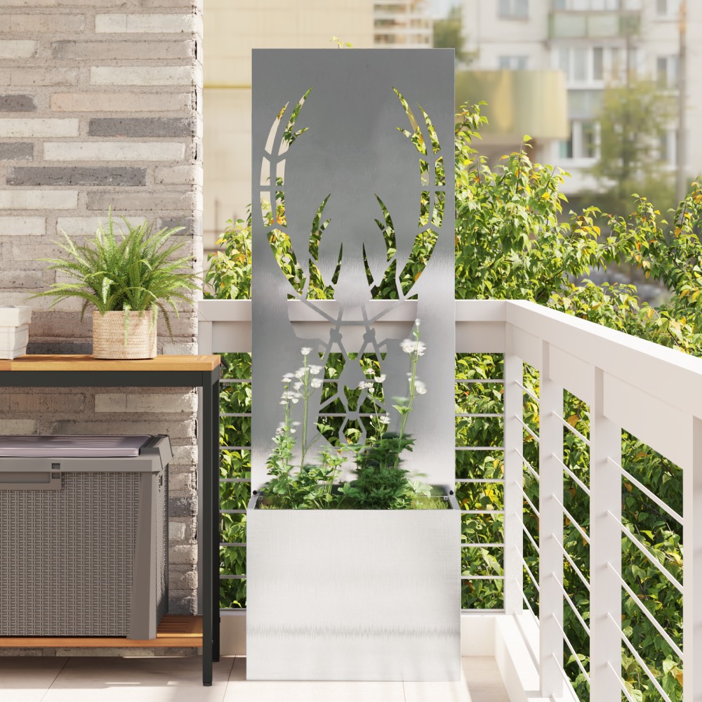 vidaXL Ghiveci de Grădină cu Panou Decorativ Argintiu 50 x 140 cm