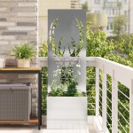 vidaXL Ghiveci de Grădină cu Panou Decorativ Argintiu 50 x 140 cm vidaXL Ghiveci de Grădină cu Panou Decorativ Argintiu 50 x 140 cm