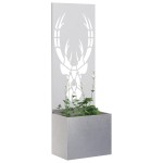 vidaXL Ghiveci de Grădină cu Panou Decorativ Argintiu 50 x 140 cm vidaXL Ghiveci de Grădină cu Panou Decorativ Argintiu 50 x 140 cm