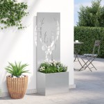 vidaXL Ghiveci de Grădină cu Panou Decorativ Argintiu 50 x 140 cm vidaXL Ghiveci de Grădină cu Panou Decorativ Argintiu 50 x 140 cm