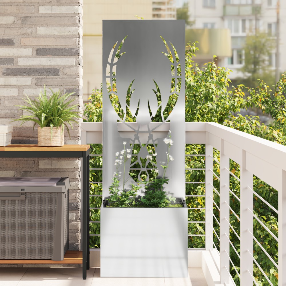 vidaXL Ghiveci de Grădină cu Panou Decorativ Argintiu 50 x 140 cm