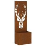 vidaXL Ghiveci de Grădină cu Panou Decorativ Ruginit 50 x 140 cm vidaXL Ghiveci de Grădină cu Panou Decorativ Ruginit 50 x 140 cm