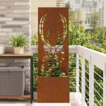 vidaXL Ghiveci de Grădină cu Panou Decorativ Ruginit 50 x 140 cm vidaXL Ghiveci de Grădină cu Panou Decorativ Ruginit 50 x 140 cm