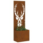 vidaXL Ghiveci de Grădină cu Panou Decorativ Ruginit 50 x 140 cm vidaXL Ghiveci de Grădină cu Panou Decorativ Ruginit 50 x 140 cm