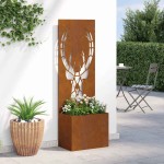 vidaXL Ghiveci de Grădină cu Panou Decorativ Ruginit 50 x 140 cm vidaXL Ghiveci de Grădină cu Panou Decorativ Ruginit 50 x 140 cm
