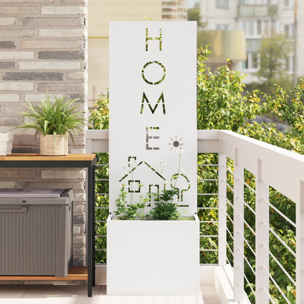 vidaXL Ghiveci de Grădină cu Panou Decorativ Alb 50 x 140 cm