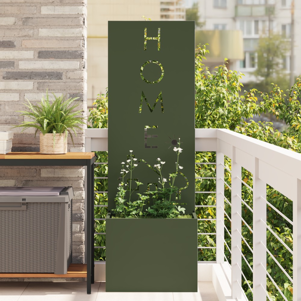 vidaXL Ghiveci de Grădină cu Panou Decorativ Olivengrønn 50 x 140 cm