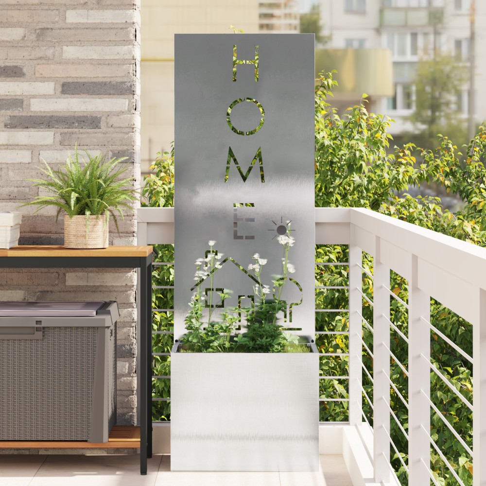 vidaXL Ghiveci de Grădină cu Panou Decorativ Argintiu 50 x 140 cm