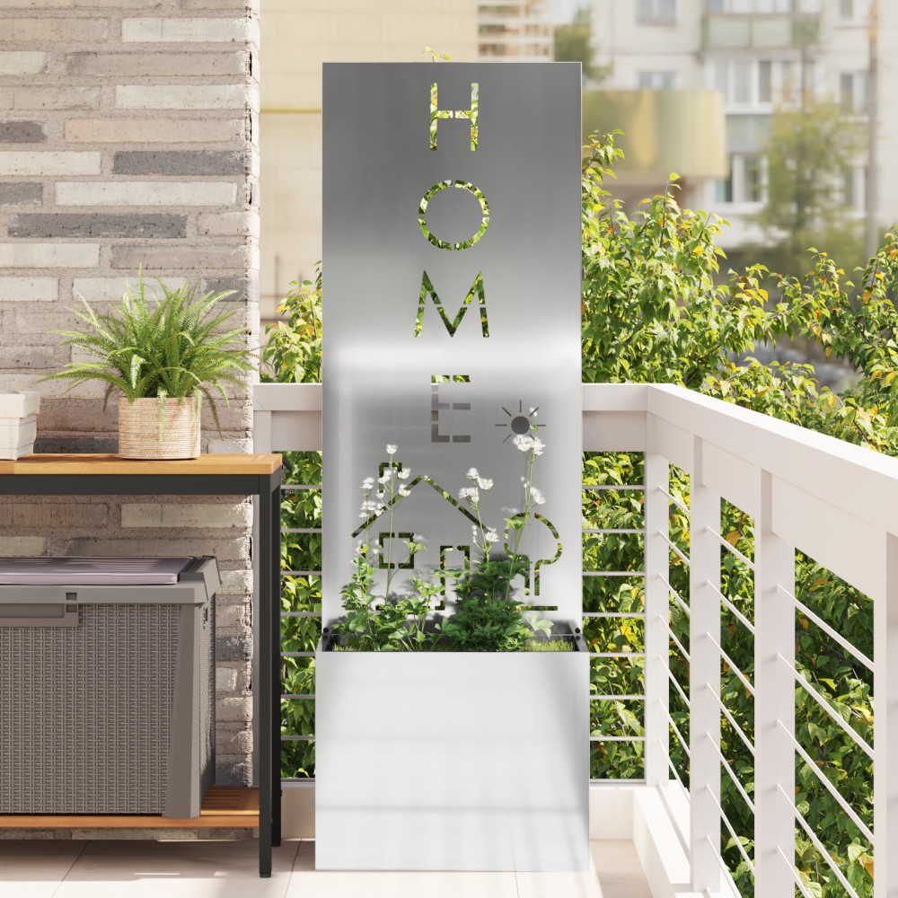 vidaXL Ghiveci de Grădină cu Panou Decorativ Argintiu 50 x 140 cm