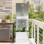 vidaXL Ghiveci de Grădină cu Panou Decorativ Argintiu 50 x 140 cm vidaXL Ghiveci de Grădină cu Panou Decorativ Argintiu 50 x 140 cm