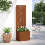 vidaXL Ghiveci de Grădină cu Panou Decorativ Ruginit 50 x 140 cm