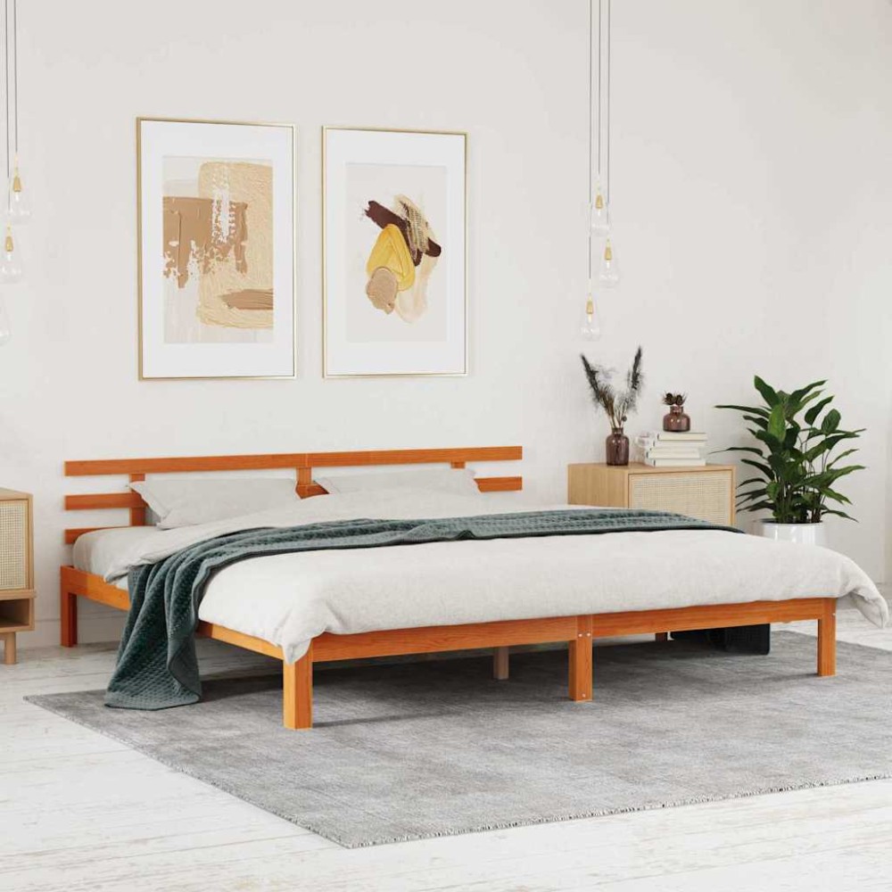 vidaXL Cadru de pat Maro ceruit 200 x 200 cm Lemn masiv de pin