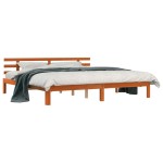 vidaXL Cadru de pat cu headboard Maroniu cerat 203.5 x 205.5 x 69.5 cm