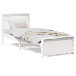vidaXL Cadru de pat cu headboard Alb 100 x 200 cm Lemn compozit