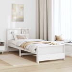 vidaXL Cadru de pat cu headboard Alb 100 x 200 cm Lemn compozit
