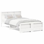 vidaXL Cadru de pat cu headboard Alb 140 x 190 cm Lemn compozit