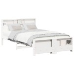 vidaXL Cadru de pat cu headboard Alb 120 x 190 cm Lemn compozit
