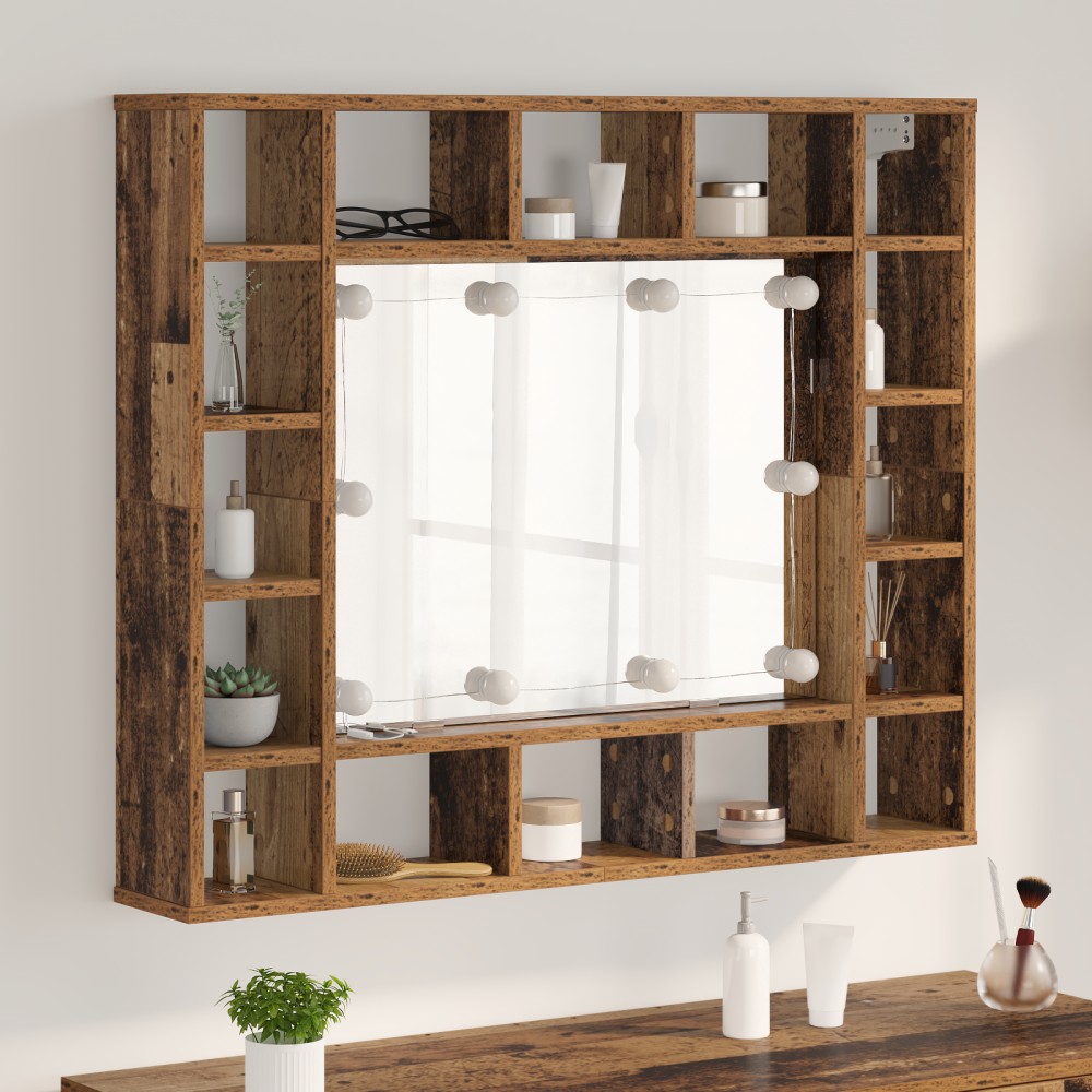 vidaXL Dulap cu oglindă Lemn vechi 91 x 15 x 76.5 cm Lemn compozit