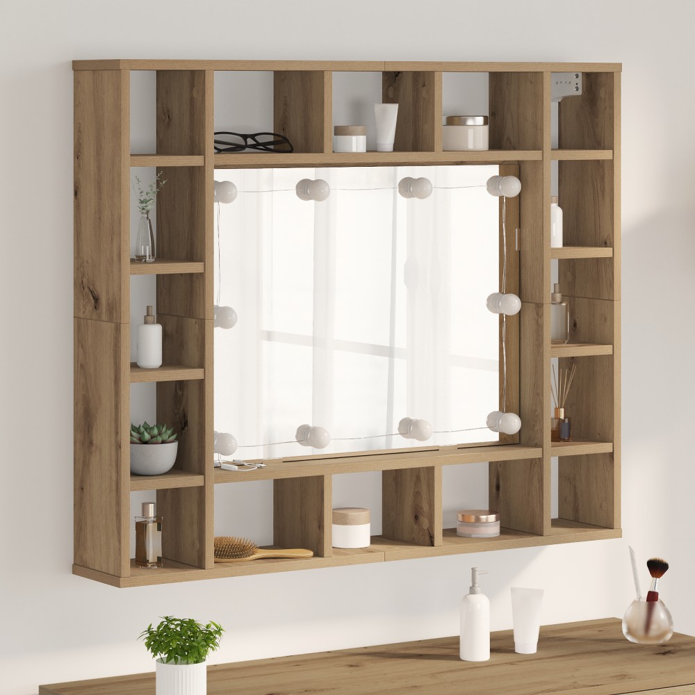 vidaXL Dulap cu oglindă stejar artizanal 91 x 15 x 76.5 cm