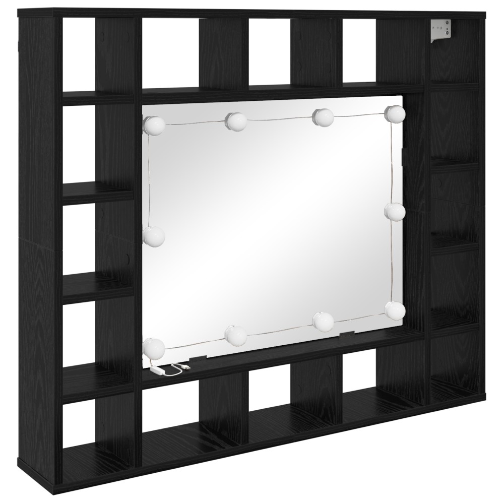vidaXL Dulap cu oglindă Stejar negru 91 x 15 x 76.5 cm Lemn compozit