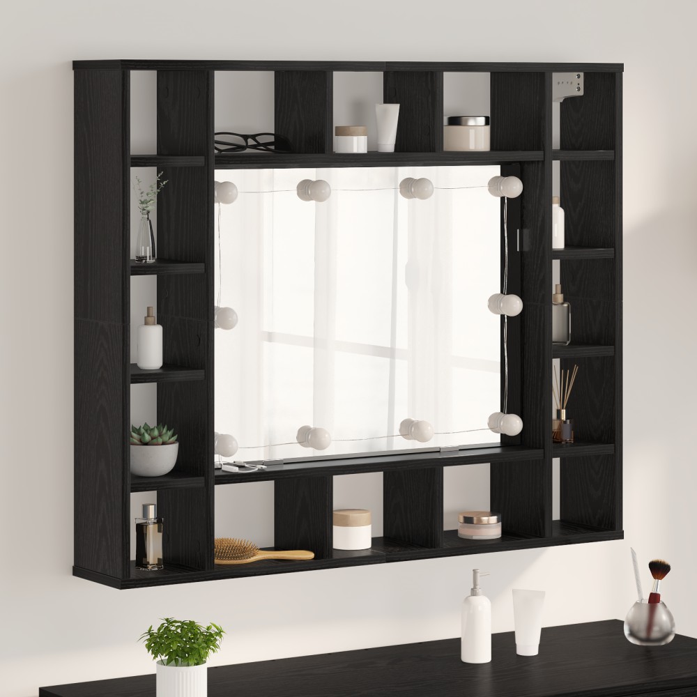 vidaXL Dulap cu oglindă Stejar negru 91 x 15 x 76.5 cm Lemn compozit