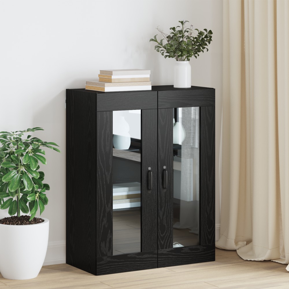 vidaXL Dulap de perete suspendat Negru 69.5 x 34 x 90 cm Lemn compozit