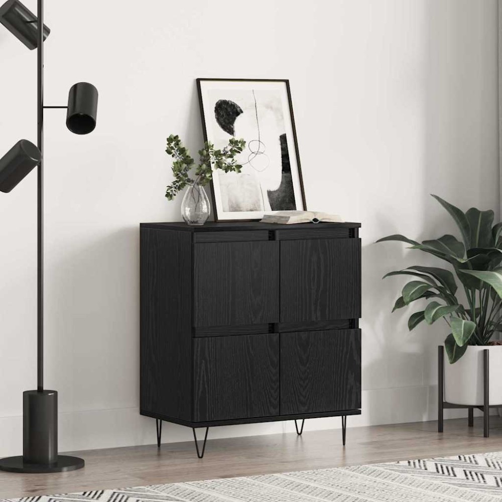 vidaXL Bufet cu depozitare cu ușă Negru 60 x 35 x 70 cm Lemn compozit