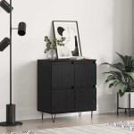 vidaXL Bufet cu depozitare cu ușă Negru 60 x 35 x 70 cm Lemn compozit vidaXL Bufet cu depozitare cu ușă Negru 60 x 35 x 70 cm Lemn compozit
