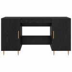 vidaXL Birou cu raft Stejar negru 140 x 50 x 75 cm Lemn compozit
