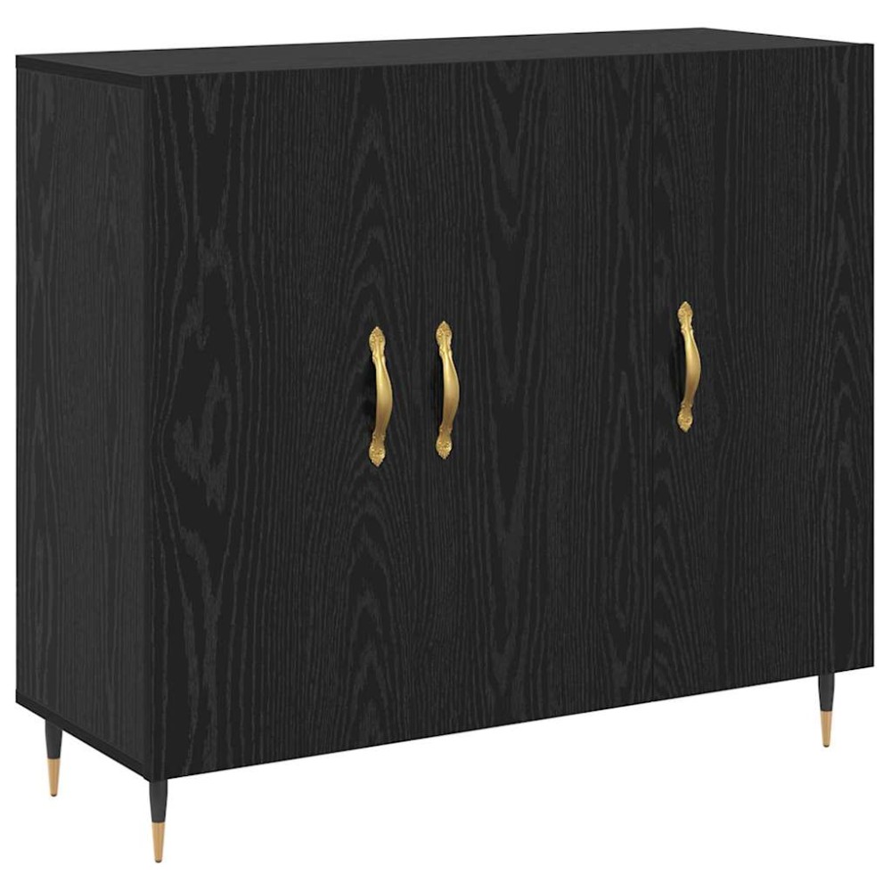 vidaXL Bufet cu depozitare cu ușă Negru 90 x 34 x 80 cm Lemn compozit