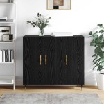 vidaXL Bufet cu depozitare cu ușă Negru 90 x 34 x 80 cm Lemn compozit vidaXL Bufet cu depozitare cu ușă Negru 90 x 34 x 80 cm Lemn compozit