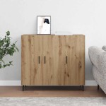 vidaXL Bufet cu depozitare cu ușă Maro 90 x 34 x 80 cm Lemn compozit vidaXL Bufet cu depozitare cu ușă Maro 90 x 34 x 80 cm Lemn compozit