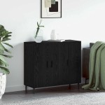 vidaXL Bufet cu depozitare cu ușă Negru 90 x 34 x 80 cm Lemn compozit