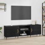 vidaXL Cabinet TV cu raft Stejar negru 150 x 30 x 50 cm Lemn compozit vidaXL Cabinet TV cu raft Stejar negru 150 x 30 x 50 cm Lemn compozit