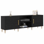 vidaXL Cabinet TV cu raft Stejar negru 150 x 30 x 50 cm Lemn compozit vidaXL Cabinet TV cu raft Stejar negru 150 x 30 x 50 cm Lemn compozit