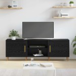 vidaXL Cabinet TV cu raft Stejar negru 150 x 30 x 50 cm Lemn compozit vidaXL Cabinet TV cu raft Stejar negru 150 x 30 x 50 cm Lemn compozit