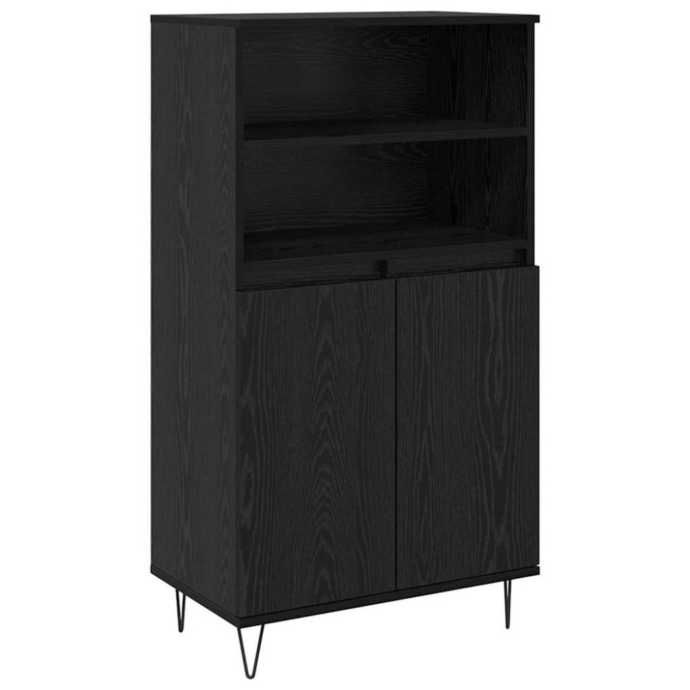 vidaXL Bufet cu raft cu depozitare cu ușă Negru 60 x 36 x 110 cm Lemn compozit
